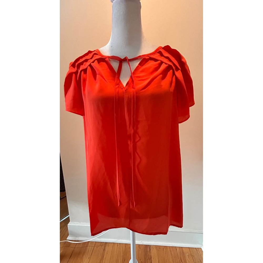 Max Studio Orange Tie Neck Blouse Top XS New With Tags